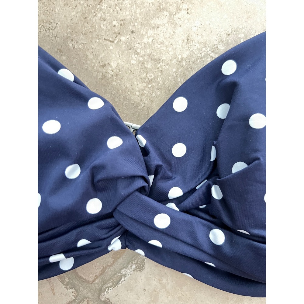 NEW Lands End Womens Size 12D Navy Polka Dot Twist Front Underwire Bikini Top - Picture 7 of 11